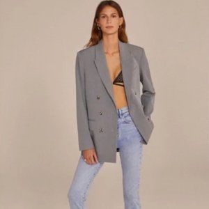 Favorite Daughter The Elin Oversized Double Breasted Gray Blazer